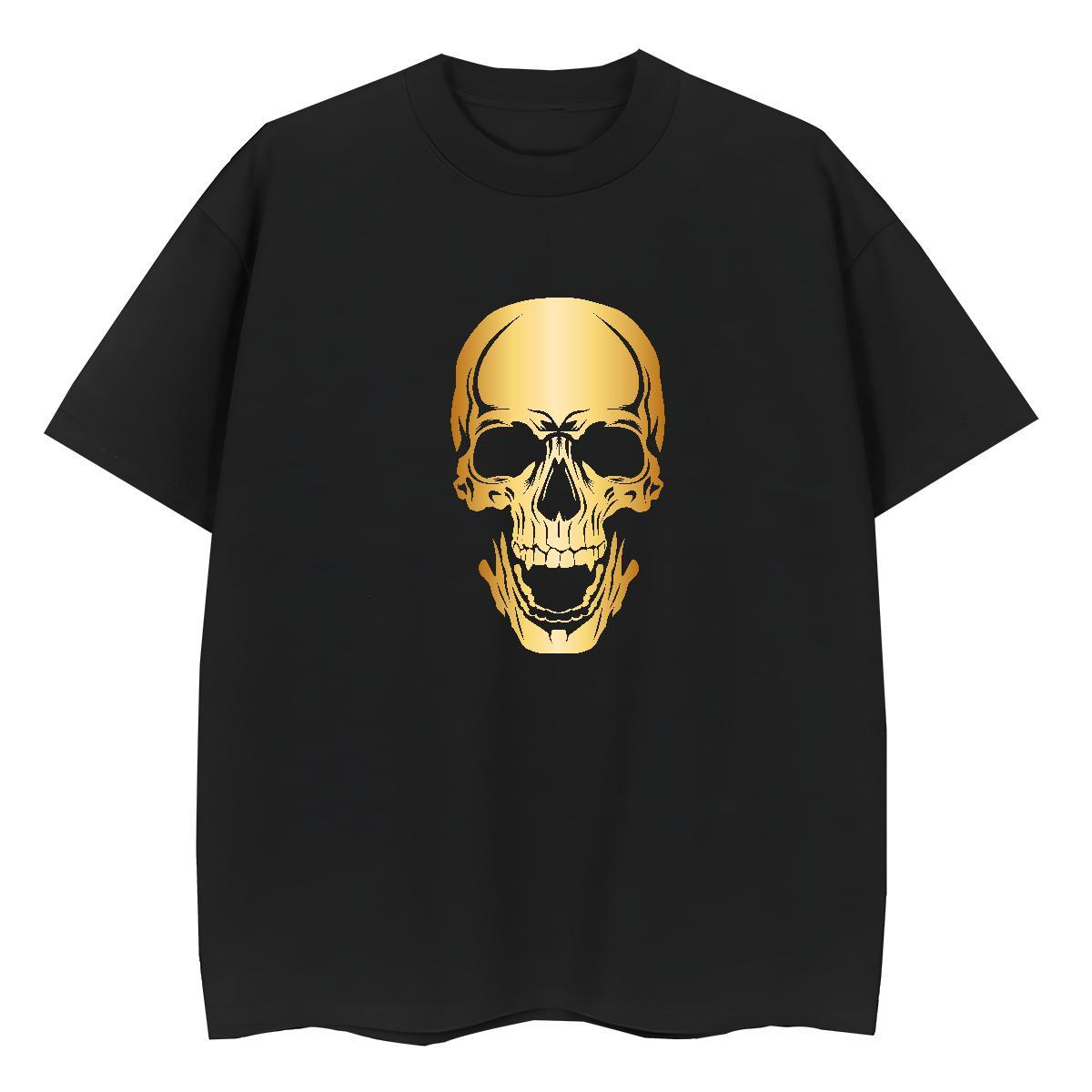 Classic Women T Shirts 230g 100% Cotton O Neck Short Sleeves High Street Hip Hop skull Couples T Shirts Female Customized Top Tees