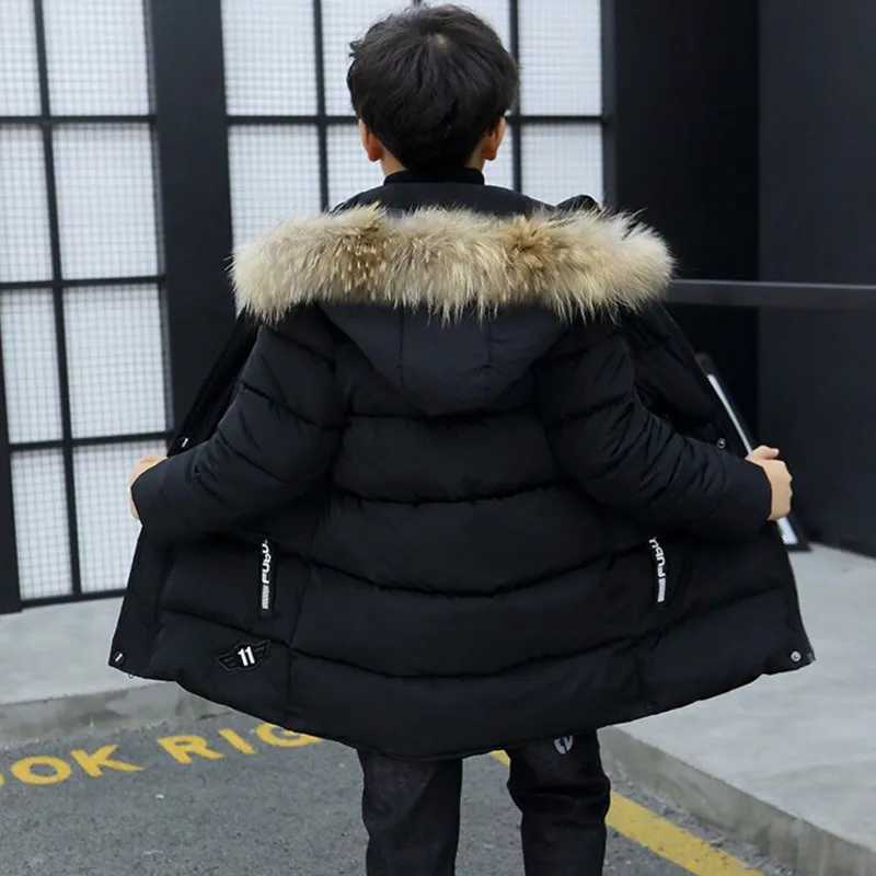 Down Coat Boys down jacket outerwear cotton 2023 blue warm thick winter plus childrens clothing H241010