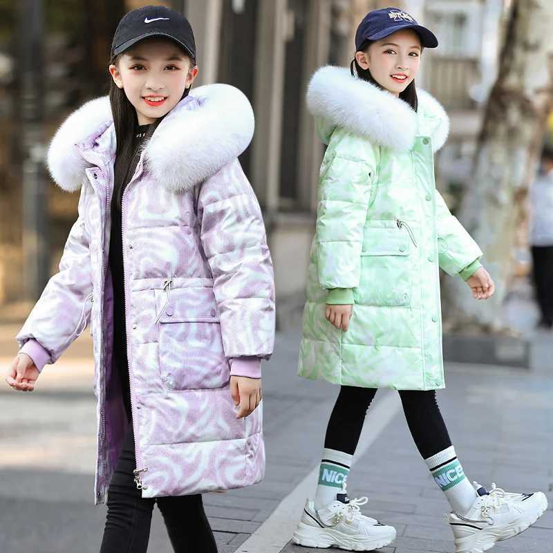 Down Coat 2024 Winter Thicken warm Down jacket s toddler girl clothes Parka Hooded Children clothing Outerwear snow suit faux fur coat H241010