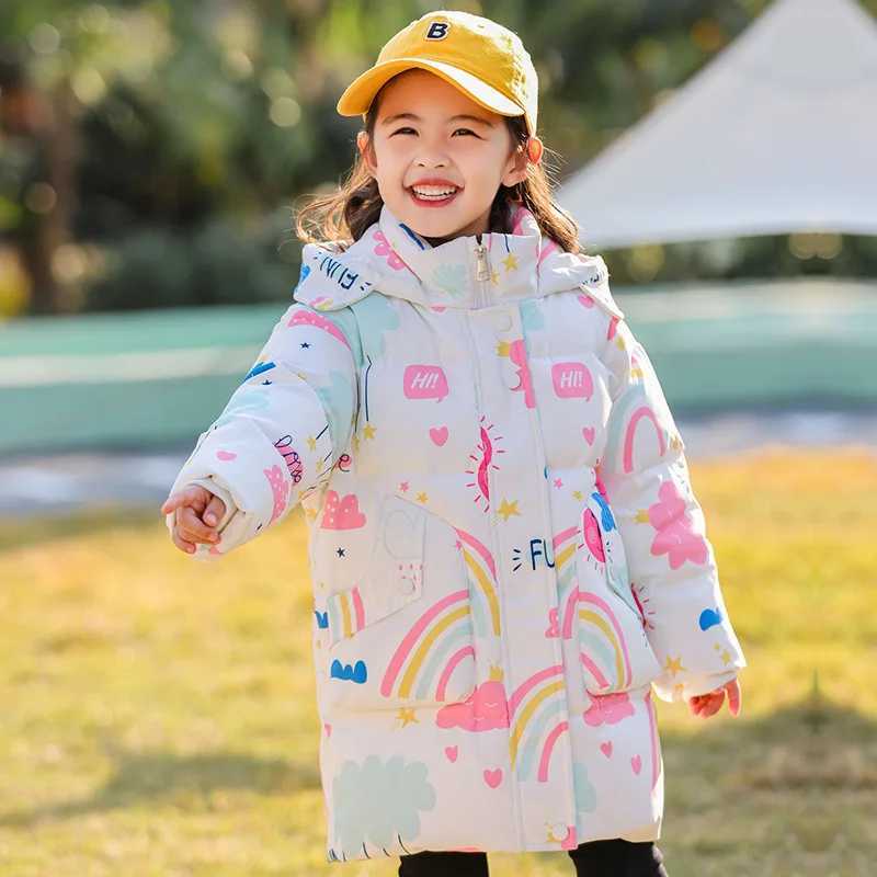 Down Coat 2024 Winter Girls Down Jacket Thick Warm Printed Winter Jacket for Preschool Girls 2-5 Years Old Baby Girls Park H241010