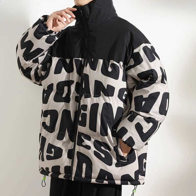 Men's Down Parkas Winter Men Down Cotton-Padded Coat Male Handsome Stand Collar Thicken Cold-Resistant Warm Outwear Casual Oversized Loose Outcoa