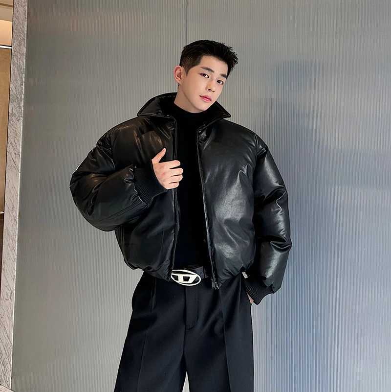 Mens Down Parkas IEFB winter mens cotton clothing ribbed cuffs zipper white duck down jacket loose niche design fashionable 2024 mens apron jacket 9C3