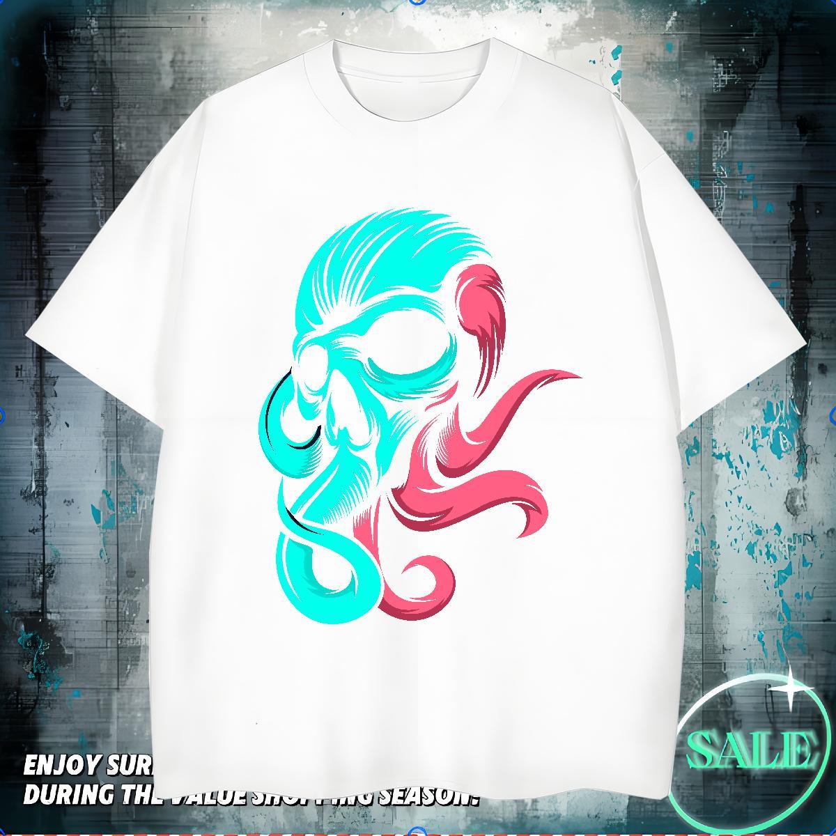 Unisex Man T Shirts 100% Cotton 230g skull Hip Hop Street Oversized 4XL O Neck Short Sleeves Men Tees Fashion Tops