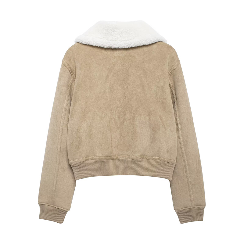 Winter Bombers Women's Jackets Short Khaki Outwear Long Sleeve Tops Solid Elegant Streetwear Pockets Woman Jackers Coat