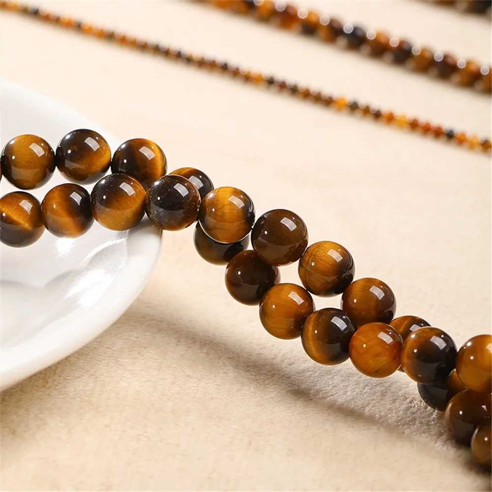 Natural Yellow Tigers Eye Stone Loose Beads Yellow Tiger Eye Beads DIY Handmade Beaded Bracelet Necklace Jewelry Material BeadsX241010