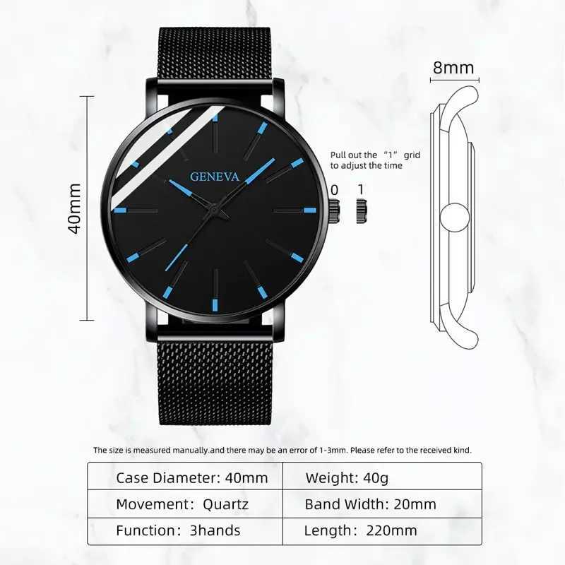 Minimalist Mens Fashion Ultra Thin Watches Simple Men Business Stainless Steel Mesh Belt Quartz Wrist Watch Relogio MasculinoX241010
