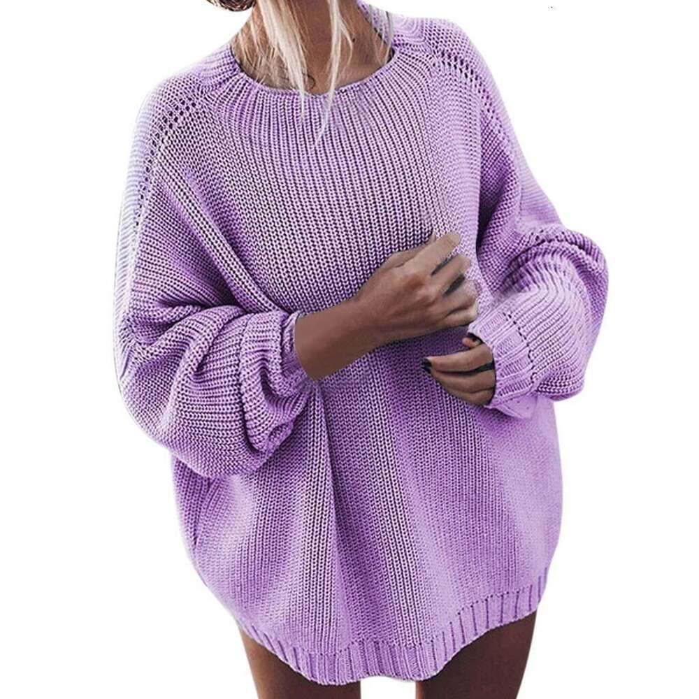 2024 Winter Wear New Product Solid Color Knitwear Loose Bat Sleeves Large Sweater Coat Women