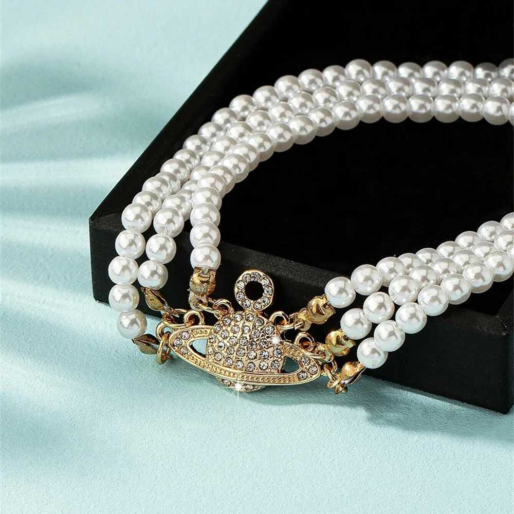 Vintage Gold-plate Crystal Earth Pendant Necklace For Women Female Fashion Boho Baroque Multilevel Imitation Pearl Chain JewelryX241009