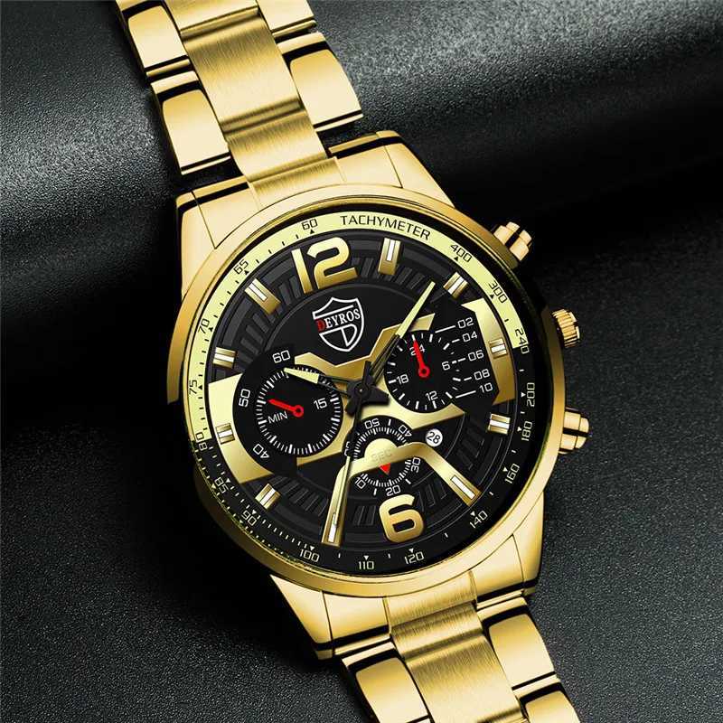 Fashion Mens Stainless Steel Watches Luxury Men Sport Quartz Wrist Watch Male Business Casual Leather Watch relogio masculinoX241010