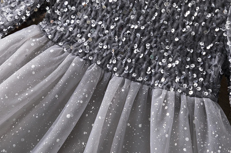 Glitter Girl Princess Party Dress 3-8 Year Old Childrens Birthday Wedding Evening Ball Dress Spring Autumn Long Sleeve Childrens Dress 241008