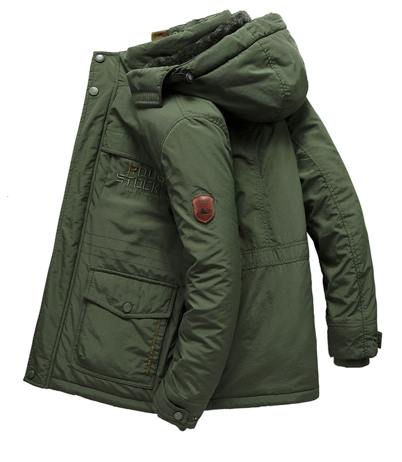 Big Size Multi-Pocket Men's Winter Jacket Fleece Ning Outdoor Parka Coat Hooded Windbreaker Military Thick Warm Outerwear