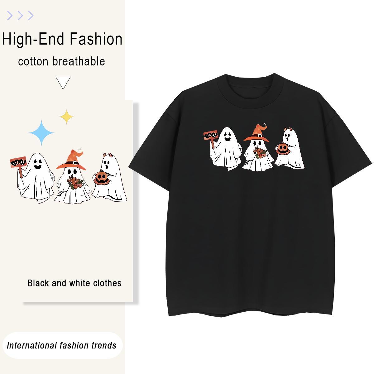 Factory Direct T-Shirts 100% Cotton 230g O Neck Short Sleeves Street Casual halloween Tshirt for Man Woman Lady Plus Size Custom Clothes