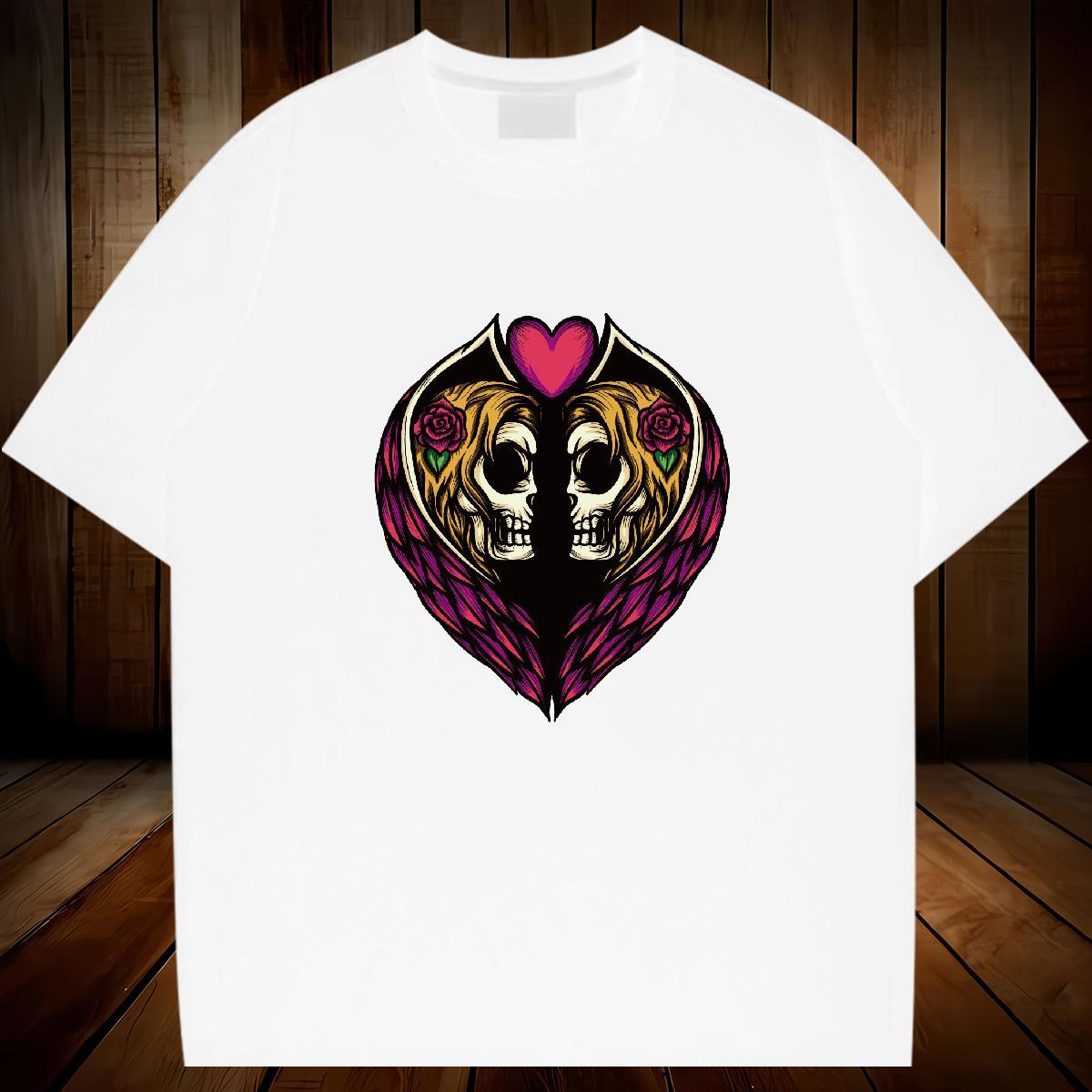 High Quality T Shirts Men 230g Pure Cotton skull High Street Hip Hop Oversized 4XL Breathable Short Sleeve Men Tshirts Stylist Polos