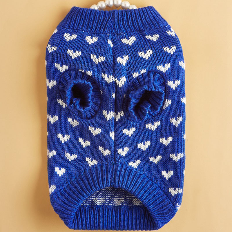 Dog Knitted Sweater Heart Puppy Sweater Warm Soft Pet Holiday Clothes for Small Cats and Dogs