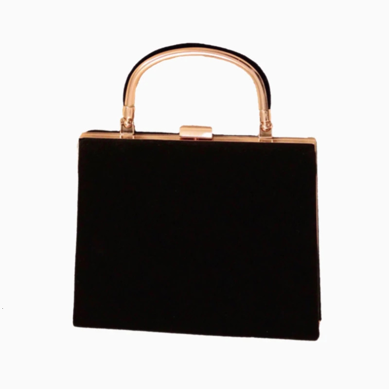 Womens handbag metal frame unique womens velvet shoulder bag high-quality womens messenger bag black and red 241008