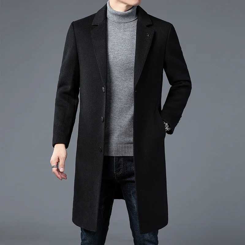 Winter Wool Material Long Style Windbreaker Casual Business Temperament Mens Clothing Fashion Trend Mens Luxury Brand Jacket LX241010