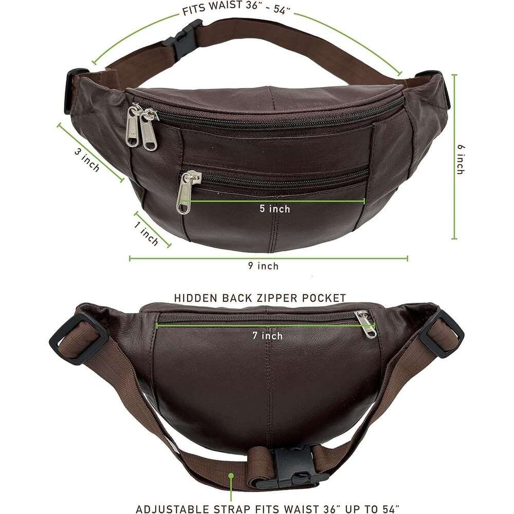 Liberty Leather Medium Size Fanny Pack Crossbody Waist Bum Hip Bag For Women And Teen Girls