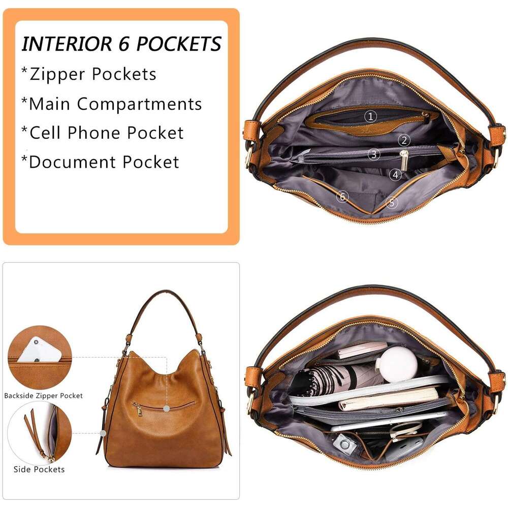 Handbags for Women Large Ladies Hobo bag Bucket Purse Faux Leather
