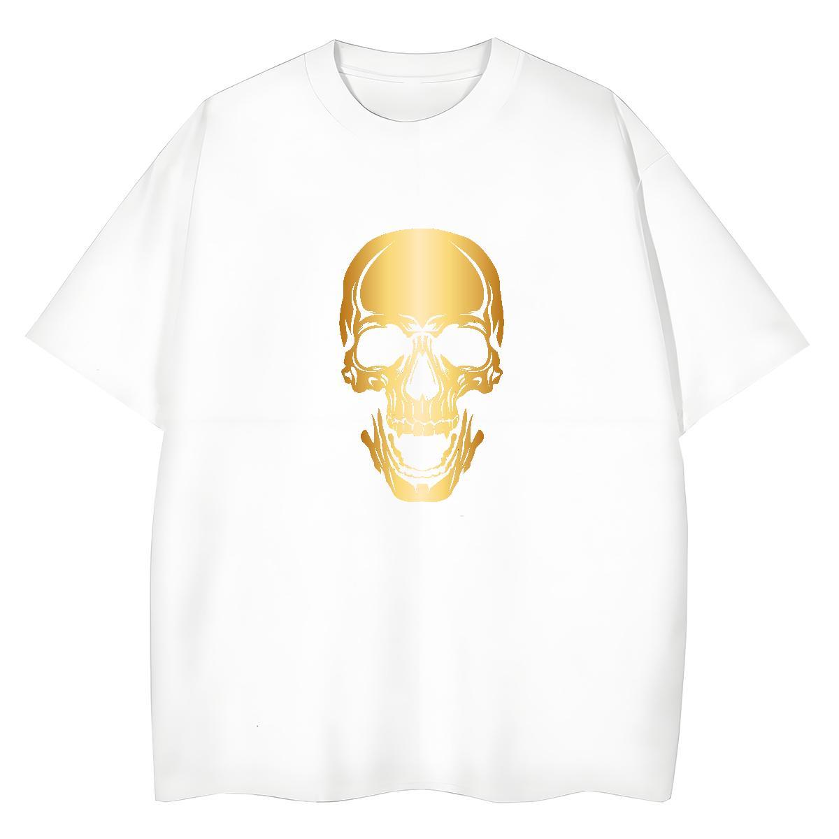 Classic Women T Shirts 230g 100% Cotton O Neck Short Sleeves High Street Hip Hop skull Couples T Shirts Female Customized Top Tees
