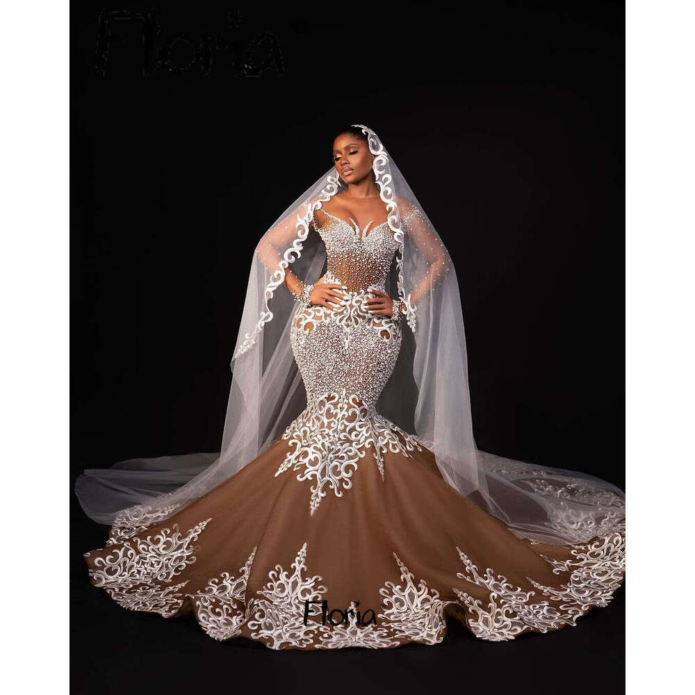 Aso Ebi Lace Mermaid Dress Black Girl Wedding Gowns 2024 Fashion Bridal Customized Vestido Blanco Brides Dresses