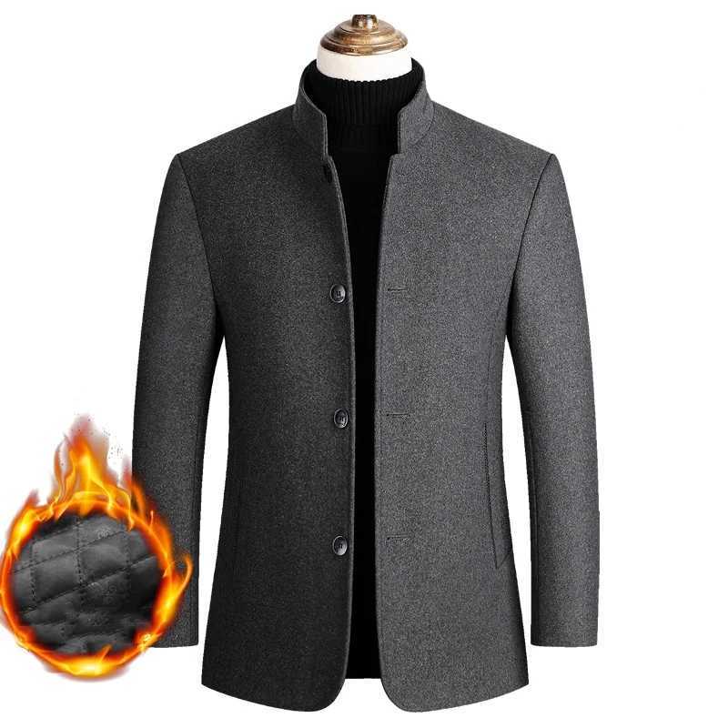 Winter Mens Woolen Coat Slim Fit Jackets Casual Fleece Lined Thick Warm Jacket Overcoat Windbreaker Wool Long Trench Pea Coat LX241010