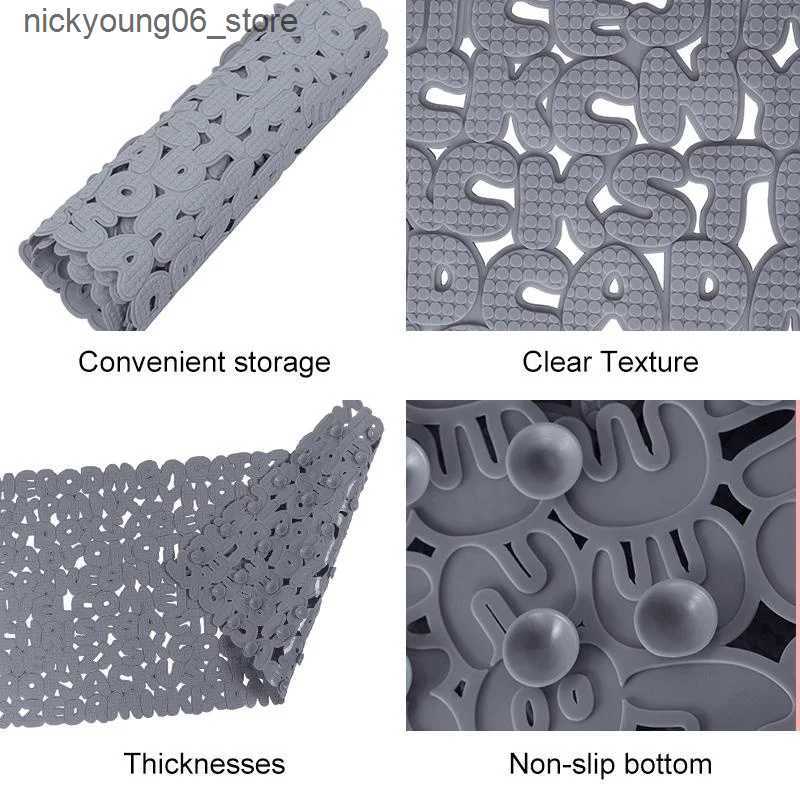 Non-Slip Bath Mats PVC Bathroom Alphabet Mats Anti Non Slip Bath Shower Massage Mat Rubber Strong Suction Bath Tub Mat Toilet Foot Mat L240910