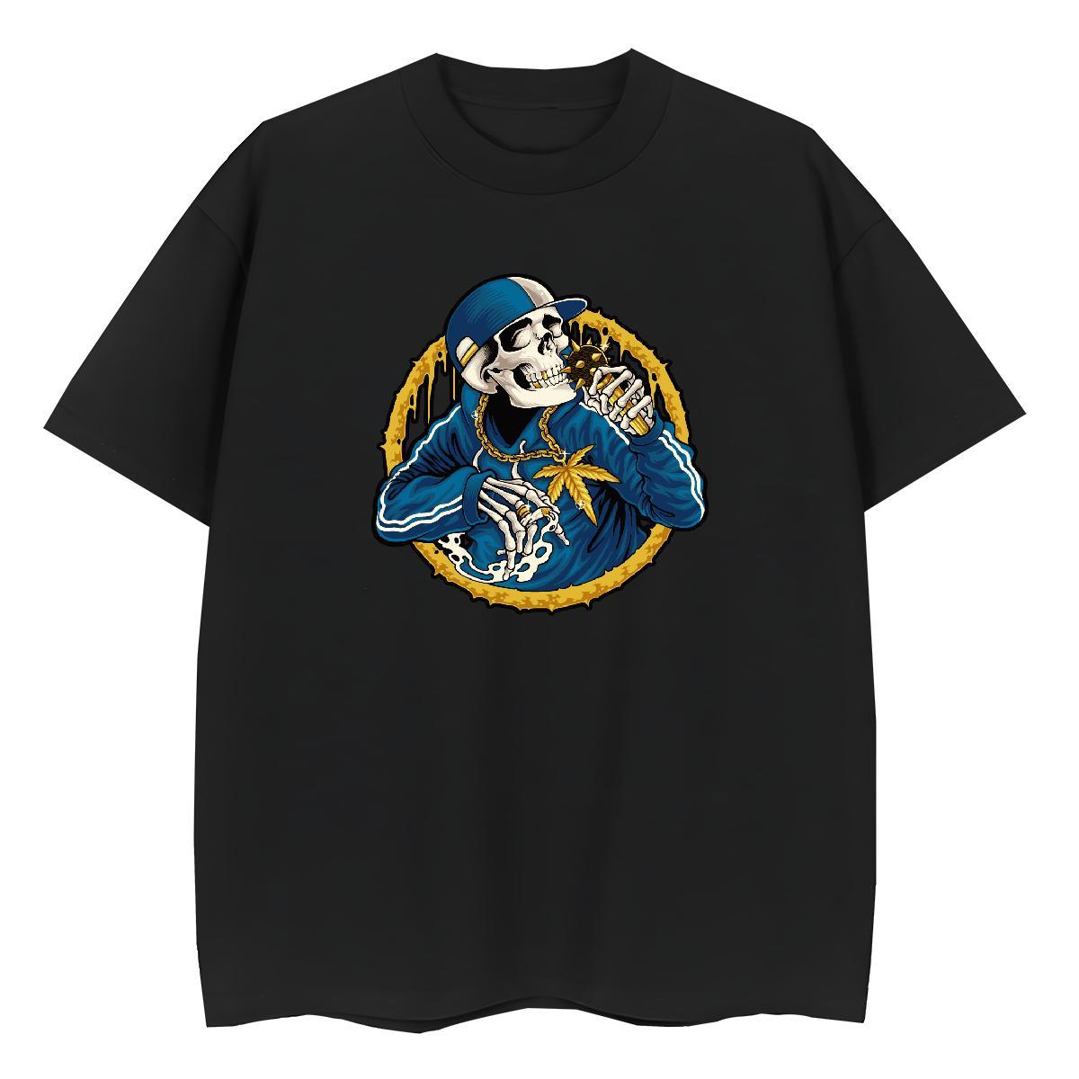 Fashion New T shirt 100% Cotton 230g Breathable Casual Sport skull Unisex Tshirts Popular Custom Cartoon Tees Shirts