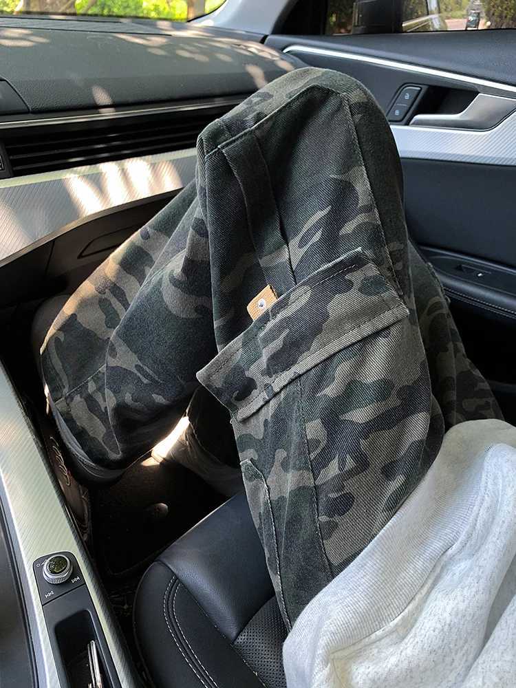 New fashion camouflage cargo casual pants mens loose straight waist mens pants W241009