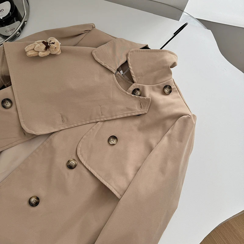 Womens double breasted trench coat casual jacket autumn and winter item womens tie waist jacket 240927