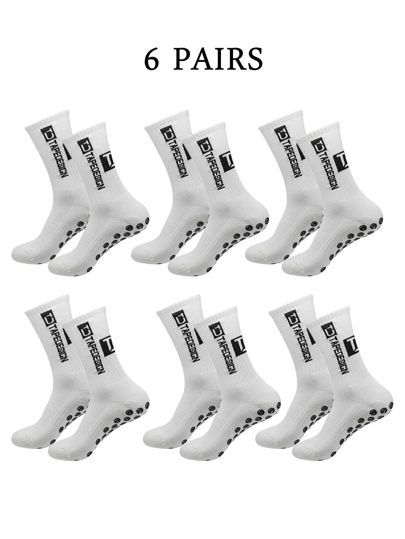 6 pairs of soccer socks mens and womens mid length anti slip training socks breathable and thick junior sports socksW241010