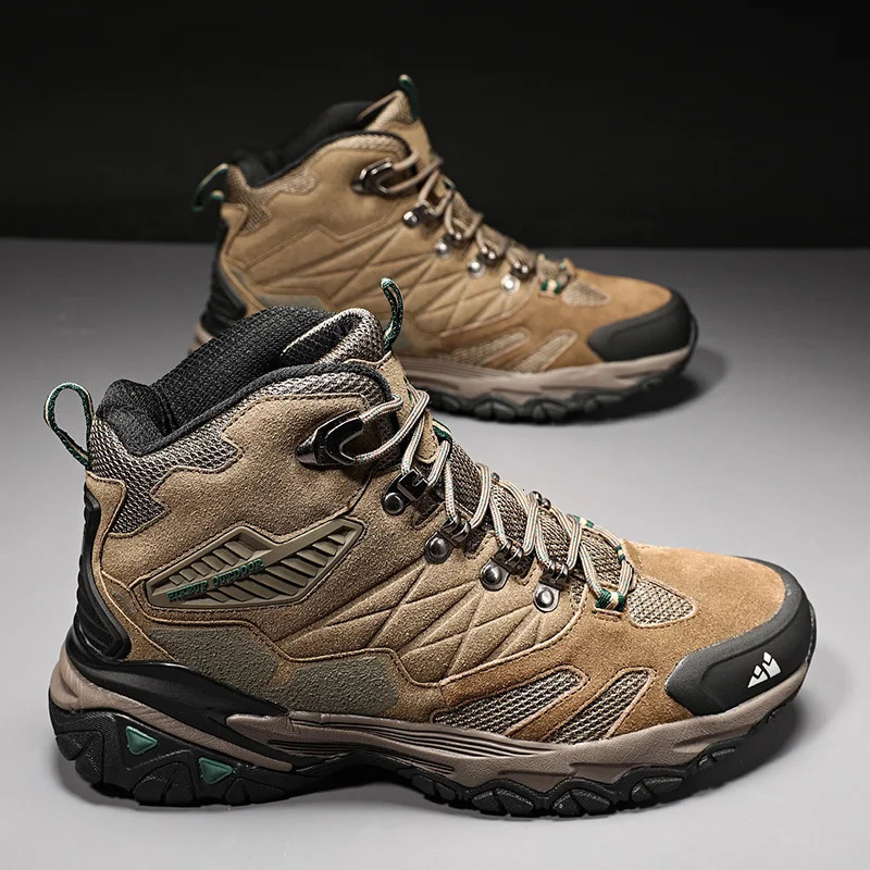 HIKEUP Winter Boot Men Outdoor Hiking Boots Suede High Top Leather Outdoor Trekking Sneakers Mens Mountain Tactical Boots 240926