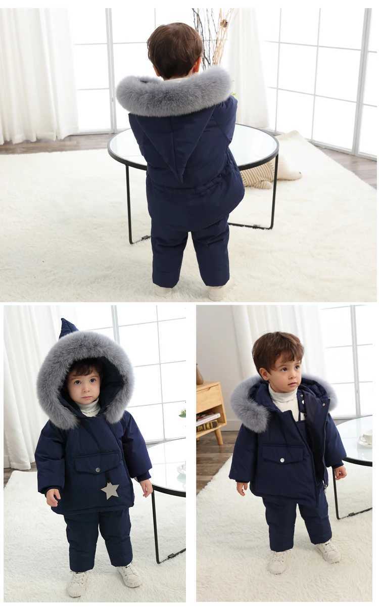 Down Coat Baby winter down jacket toddler boy jumpsuit children Thicken Warm clothing sets 2pcs s clothes girls Infant snowsuit 0-5Year H241010