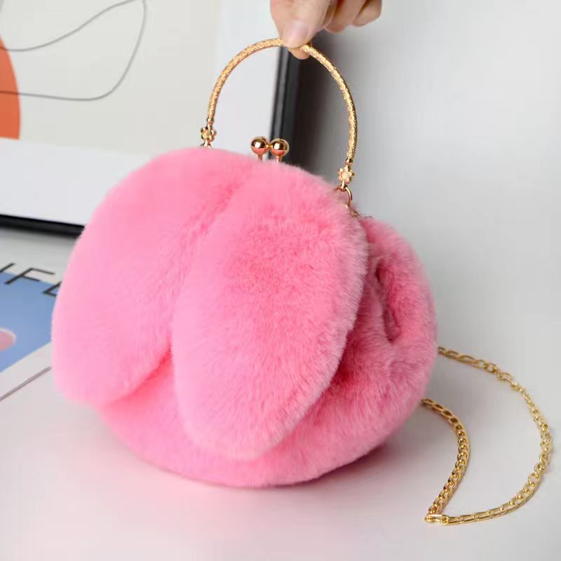 2025NEW New Designer Plush Shoulder fashion Bag Suitable for Women s Handheld Cross Buckle trend Phone Multi functional Fashion Small Round Rabbit Ear