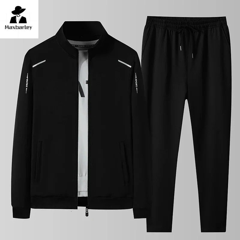 Spring/Autumn Sportswear Mens Sweatpants Set Two piece Black Sportswear Hip Hop Street Clothing Running Sportswear 240925