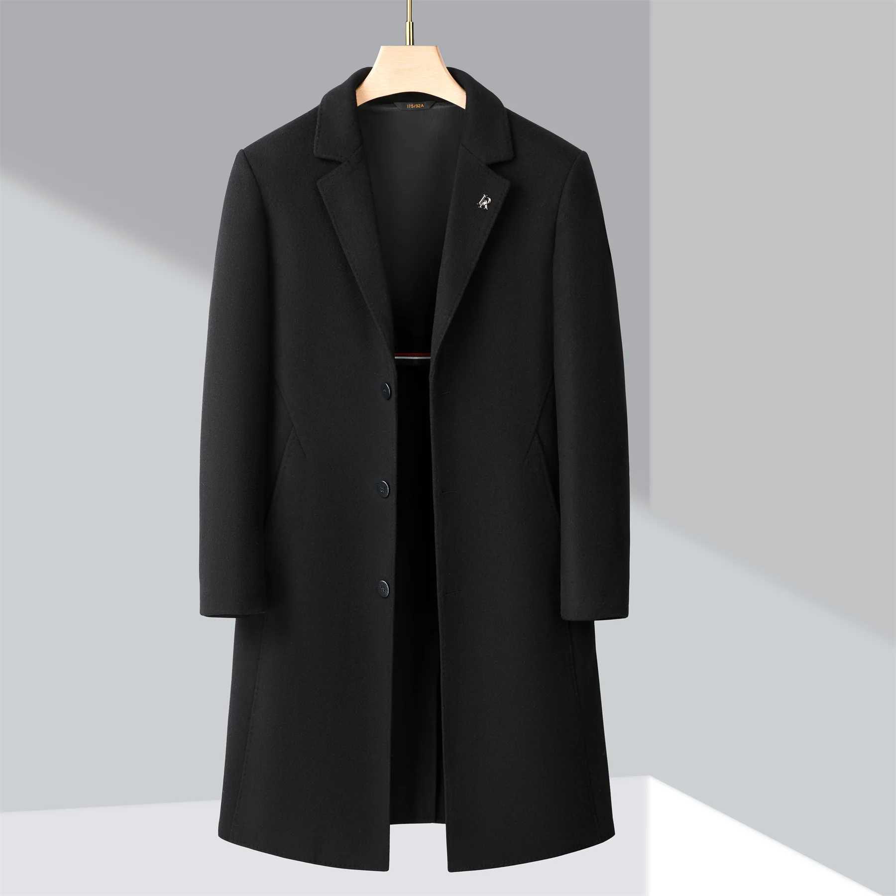 Winter Wool Material Long Style Windbreaker Casual Business Temperament Mens Clothing Fashion Trend Mens Luxury Brand Jacket LX241010