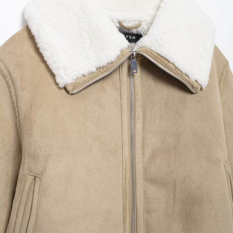 Winter Bombers Women's Jackets Short Khaki Outwear Long Sleeve Tops Solid Elegant Streetwear Pockets Woman Jackers Coat