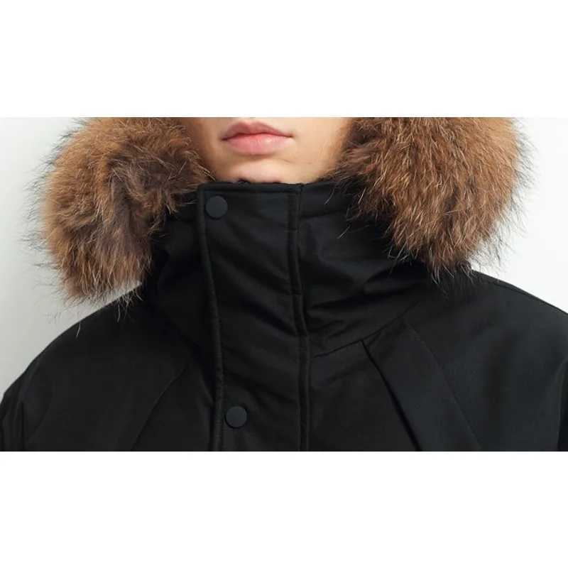 Men's Down Parkas 2024 New Men Down Jacket Winter Coat Mid-length Loose Frock Parkas Thicken Warm Fur Collar Outwear Hooded Trend Overcoat Y24100
