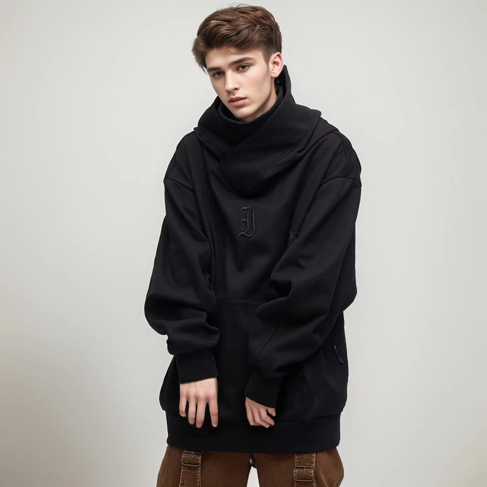 Ninja Neck Hoodie Mens Hip Hop Harajuku Sportswear Outdoor Clothing Pullover Street 241010