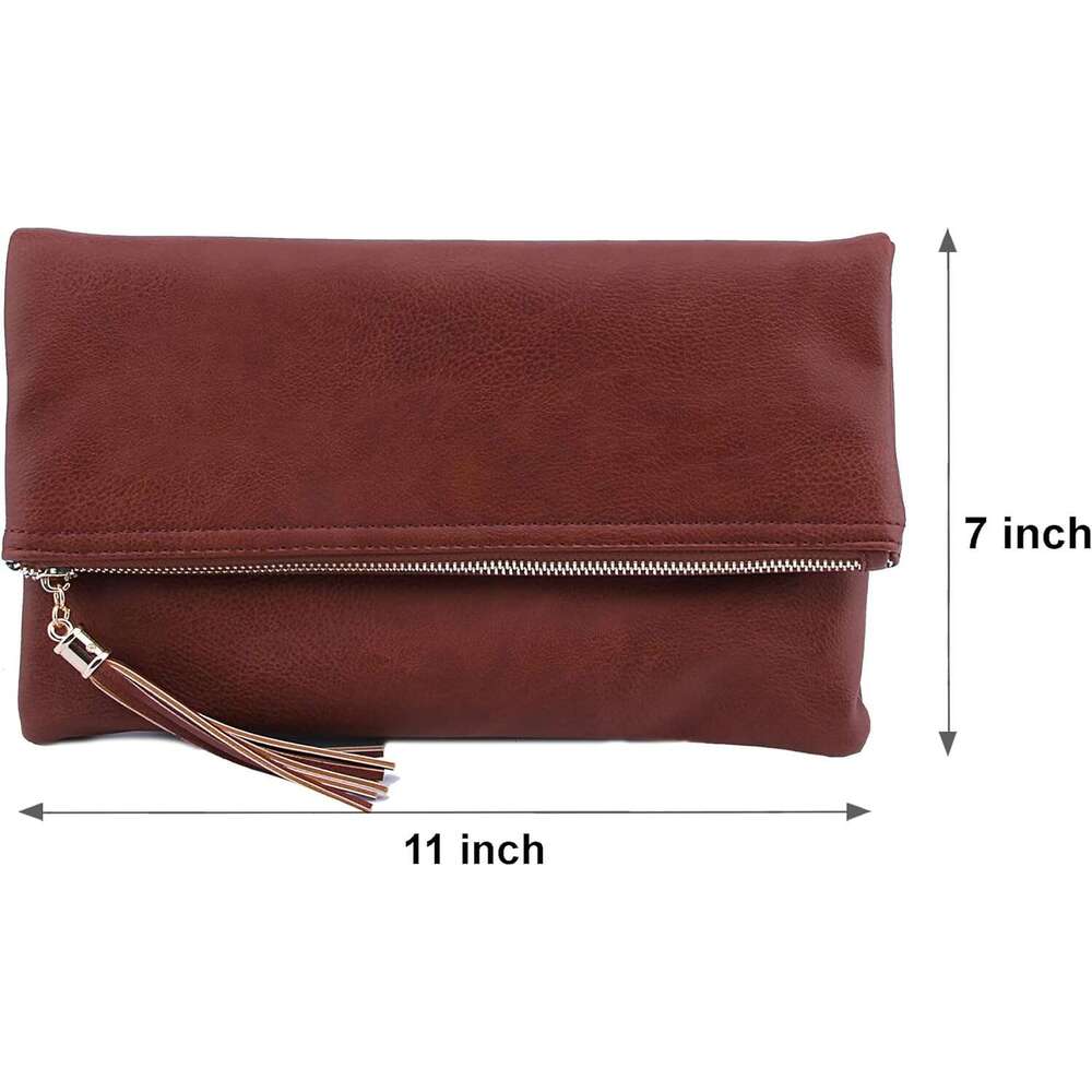 Envelope Clutch Bags for Women Foldover Crossbody Tassel Wallet with Chain Strap, Elegant Evening Purse