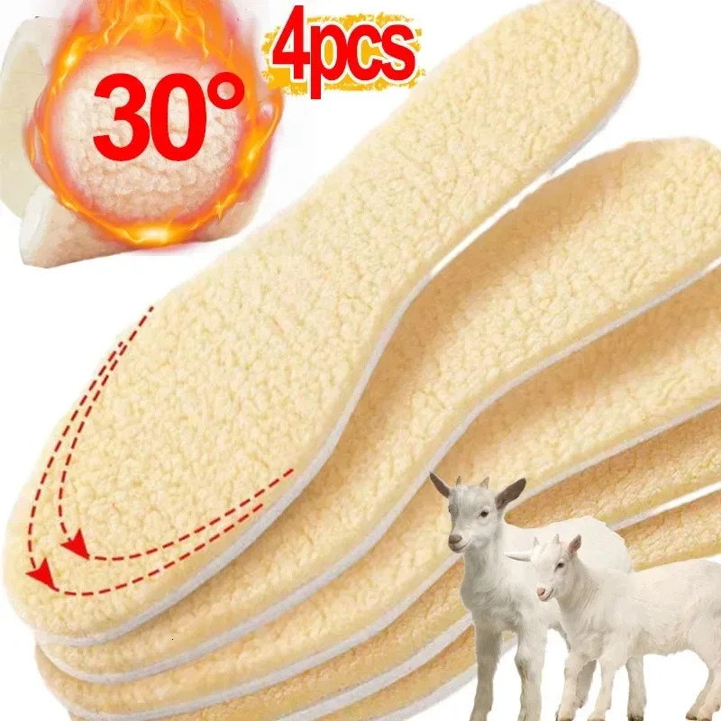 Natural Lamb Fleece Insoles Men Women Winter Keep Warm Insole Soft Wool Thicken Shoepad Cashmere Shoes Insert Thermal Shoe Pads 241010