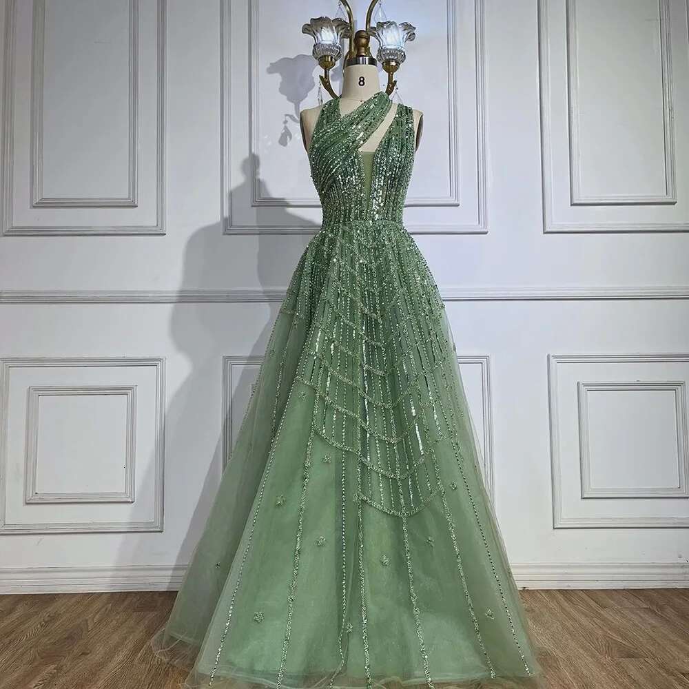 SERENE HILL Beaded Dubai Lilac Evening Dresses for Women Wedding Party 2024 Elegant Arabic Prom Formal Gowns CLA71778