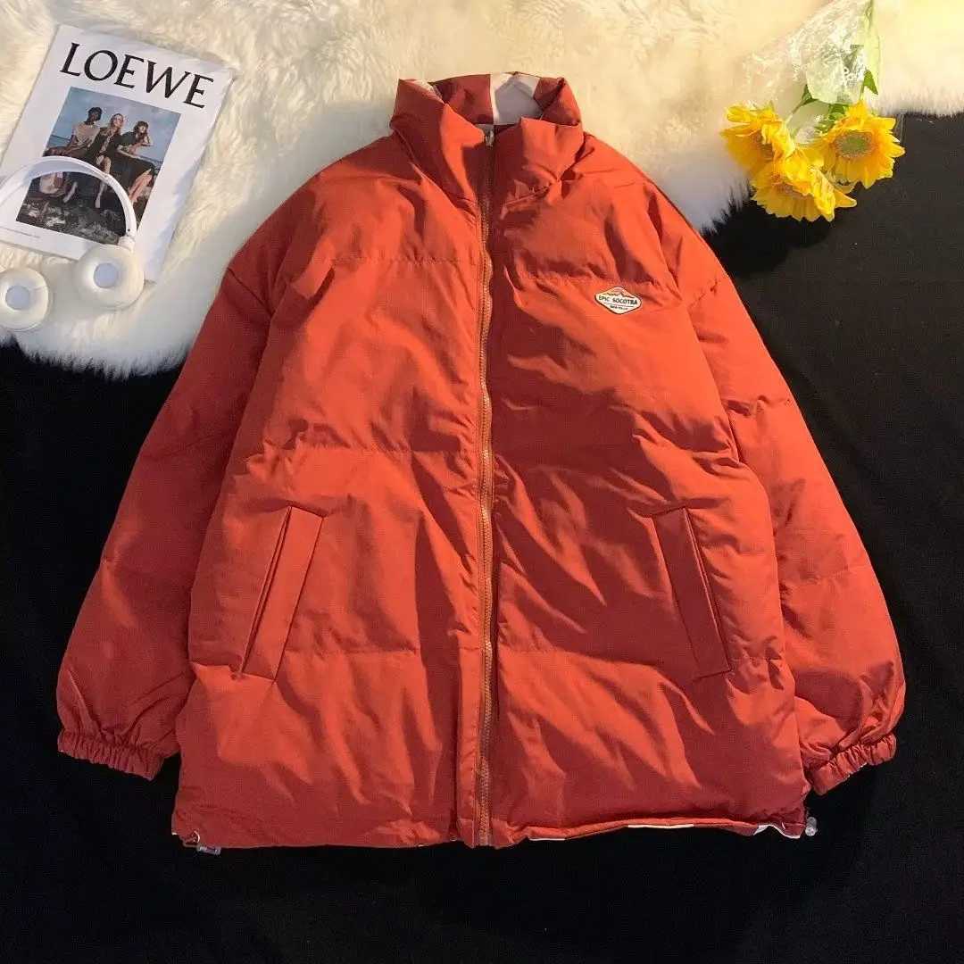 Men's Down Parkas South Korean mens winter double-sided printed jacket original thick and thin fashion niche couple cotton padded jacket Y241009N