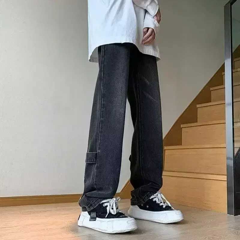 Trousers Punk Flared Zipper Male Cowboy Pants Retro Jeans for Men Bootcut Luxury Spring Autumn Korean Fashion 2024 Trend CottonX241009