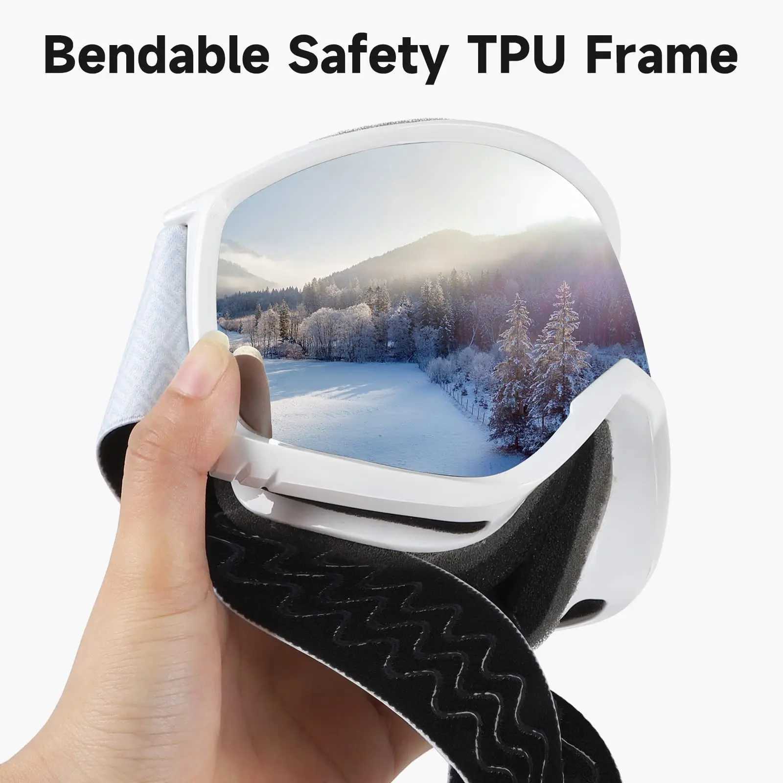 Findway adult ski goggles for men and women 100% anti fog UV line width 180 field of view OTG - wearing glasses ski goggles CL241010