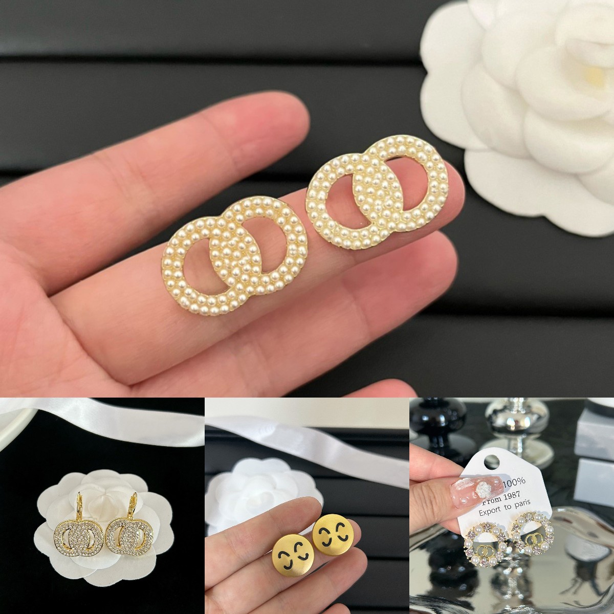 Pearl Diamond Ear Stud Earrings Small Size Style Gift Jewelry Girl Charm Love Gift Earrings High Quality Girl Birthday Jewelry