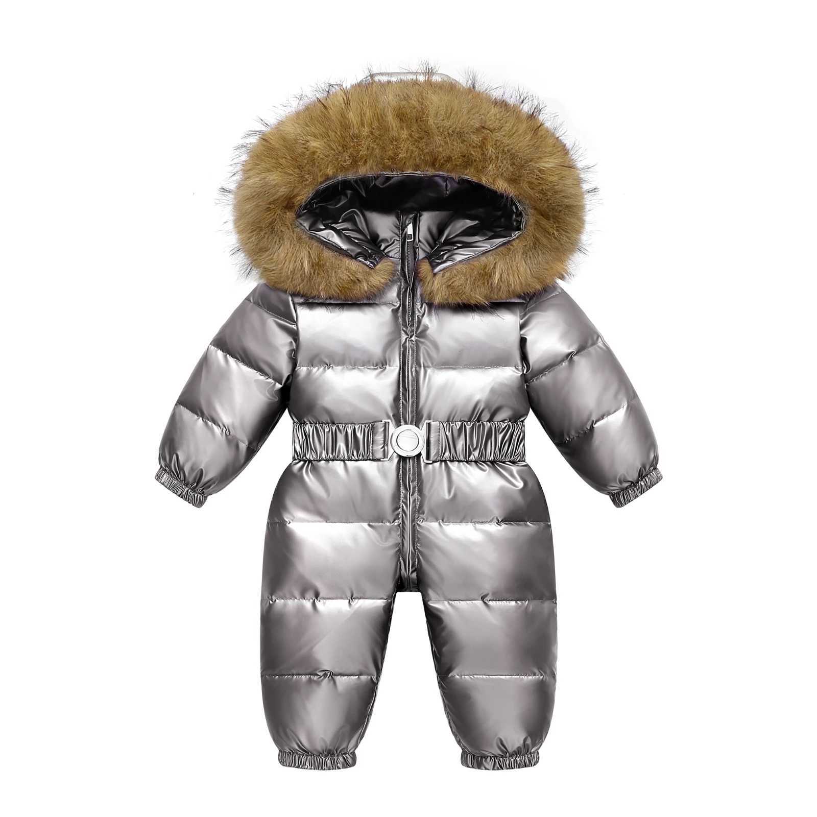 Down Coat -30 Winter Ski Suit Baby Jumpsuit Boy Overalls waterproof Warm down jacket toddler girl Clothes Child Clothing coat overcoat H241010