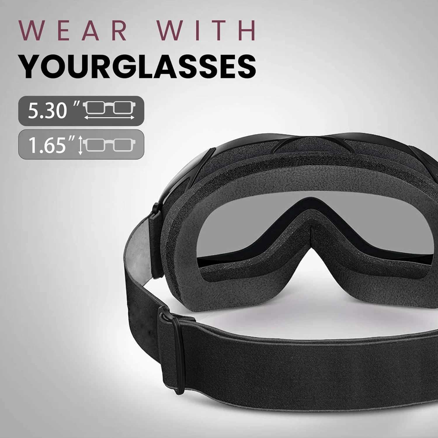 Adult skiing goggles black glass skis 100% UV protection snow double fog magnetic protection CL241010