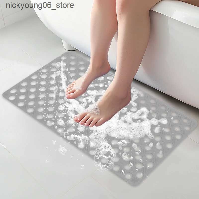 Non-Slip Bath Mats 1pc PVC Non-slip Bathroom Mat Quick Dry Foot Massage Waterproof Shower Mat with Suction Cup Soft And Comfortable bathtub Mat L24091