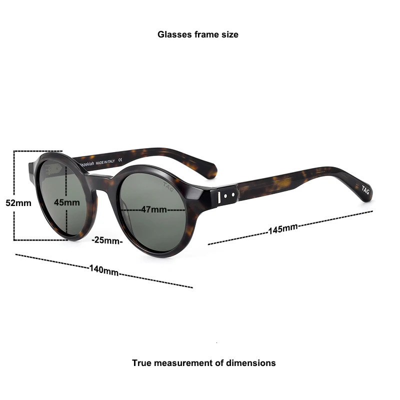 TAG Hezekiah vintage Polarized Sunglasses Men Women Retro round Driving Sun glasses Fashion UV400 acetate Sunglass 241007