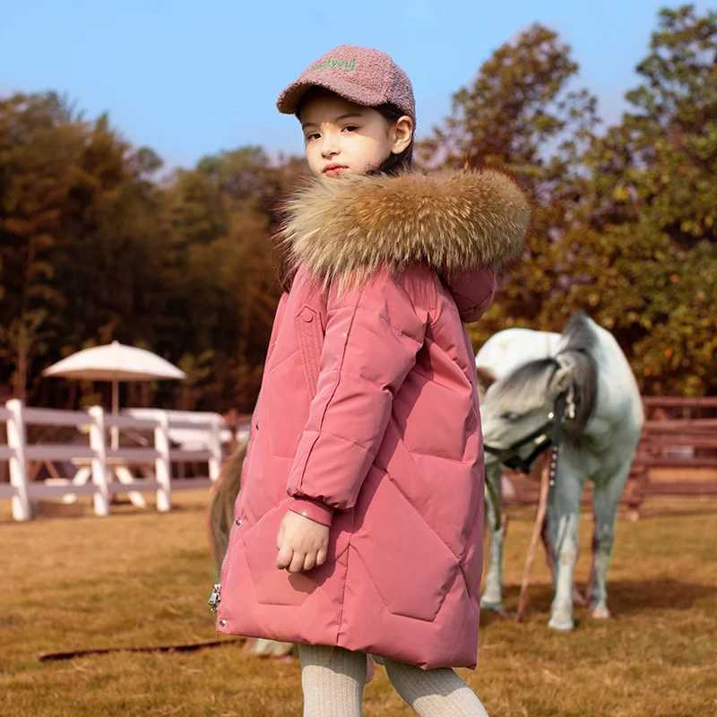 Down Coat Children overcoat Winter Girls clothing warm Down jacket girl clothes Parka real Fur Hooded Coat Outerwear s snowsuit 5-16 Y H241010